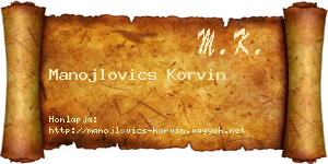 Manojlovics Korvin névjegykártya